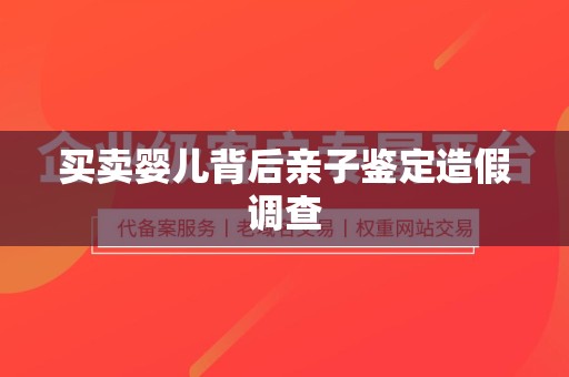 买卖婴儿背后亲子鉴定造假调查